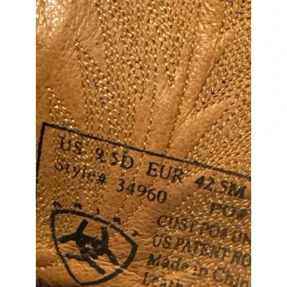 ARIAT HERITAGE BLACK & RED COWHIDE LEATHER ROUND TOE COWBOY BOOTS 9.5d - Picture 5 of 6